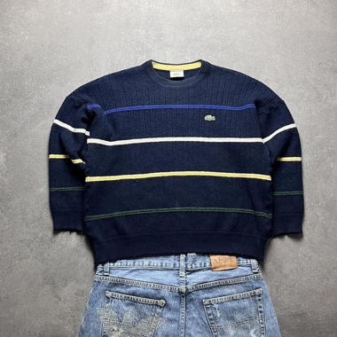Maglione a Righe Vintage Lacoste Navy L