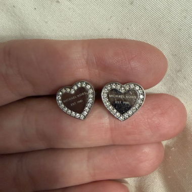 Michael Kors Stud Earrings, Silver, Heart Shape