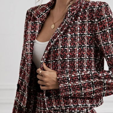 Blazer à carreaux en tweed