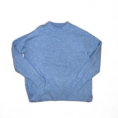 Pull en maille bleu avec col montant, taille s