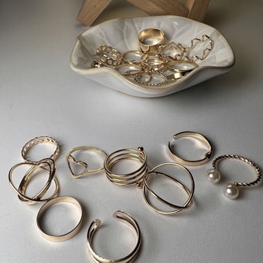 21 Goldfarbende Ringe Set