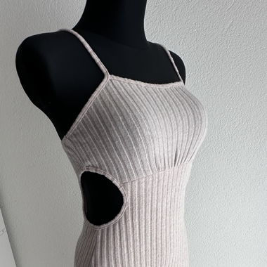 Midi Kleid Beige Bodycon Sommer M 38