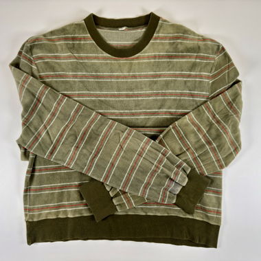 Vintage "Plüsch" Pullover Herren, grün m. Streifen