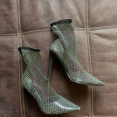 Glitzer Stiefeletten High Heels