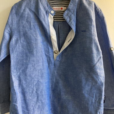 Blaues Boboli Kinderhemd mit Stehkragen