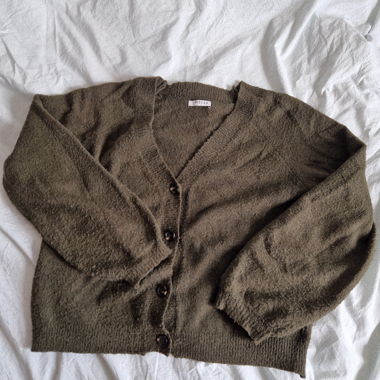 Cardigan in maglia Pieces verde oliva, Taglia S