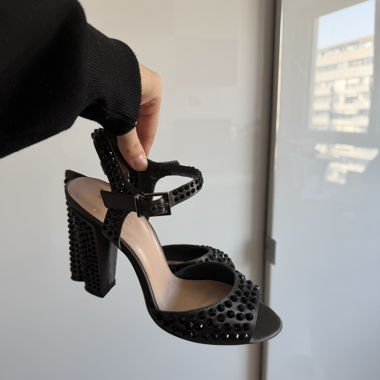 Black stiletto with rhinestones