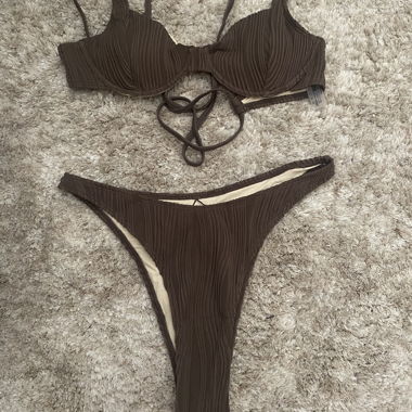 Bikini marron à laçage