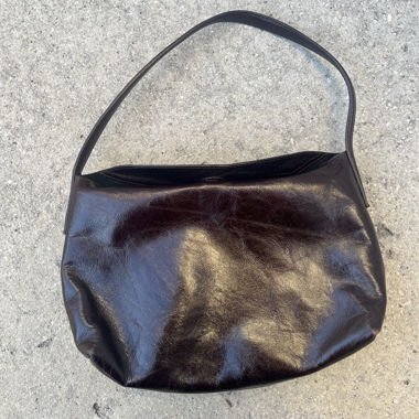 Sac baguette en cuir marron Massimo Dutti