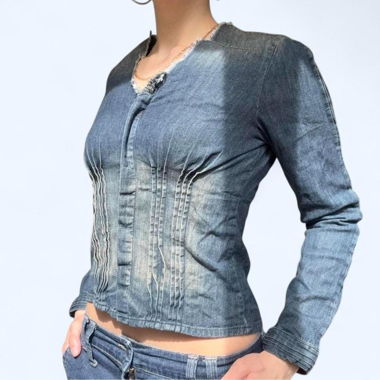 Camicia in denim in stile corsetto vintage Y2K