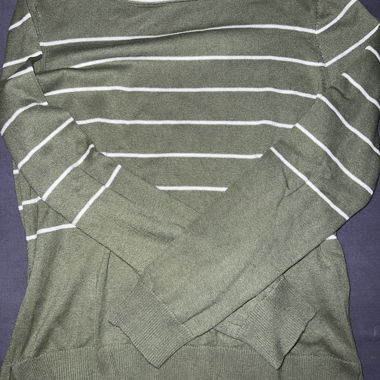 Pull fin rayé vert