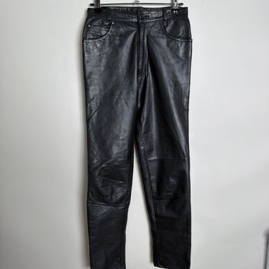 Black leather trousers