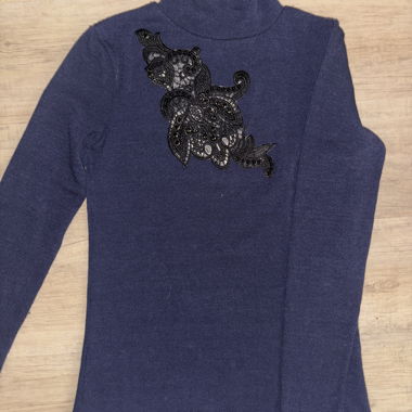 Maglione a collo alto blu navy whimsy