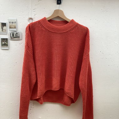 Pull tricot orange en lin
