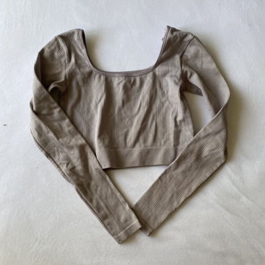 Top corto manica lunga H&M Sport Beige S