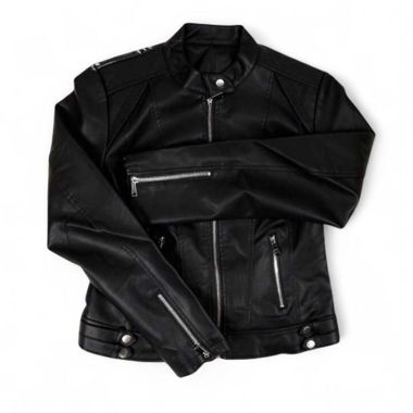 Schwarze Jacke aus Kunstleder