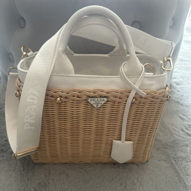 Prada Woven Straw Basket Handbag