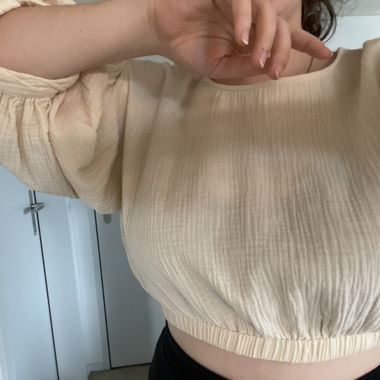 Texturiertes Leinen-Crop-Top Gr. L