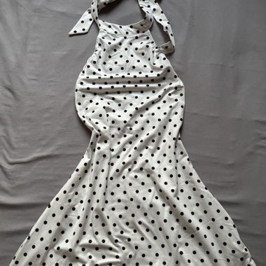 White-and-black polka-dot summer dress