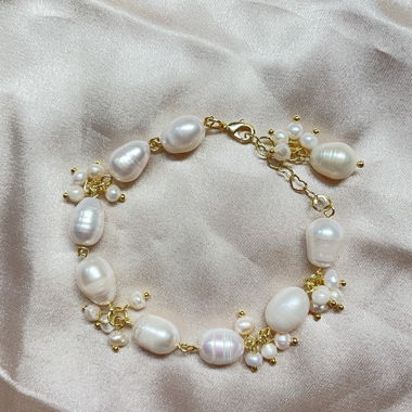 Vergoldetes 18 K  Bracalet Süsswasser Perlen
