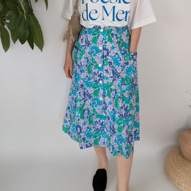 Flatterrock mit Blumenmuster Midi, Grösse L