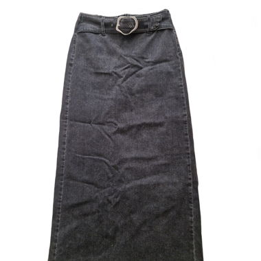Gonna lunga in denim grigio