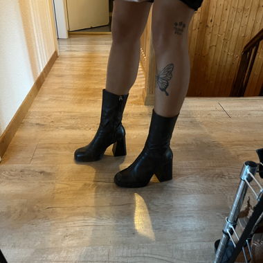 Schwarze Echtleder Boots