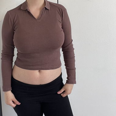 Brown Long-Sleeve Polo Shirt