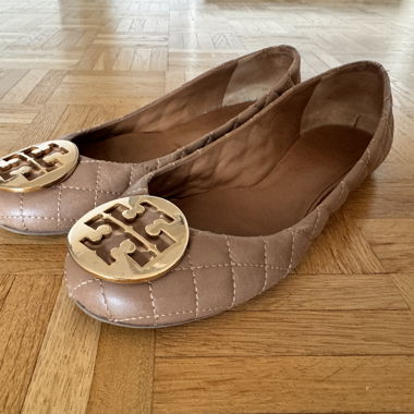 Tory Burch Beige Leather Ballerinas