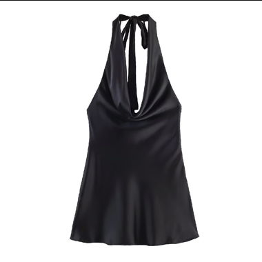 Top nero con scollo a halter