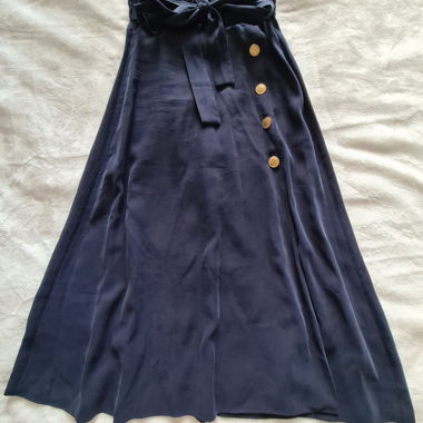 Gonna blu navy ZARA con patta con bottoni S