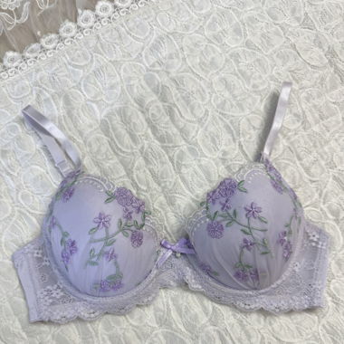 Embroidery Purple Lace Bra (New-70B)