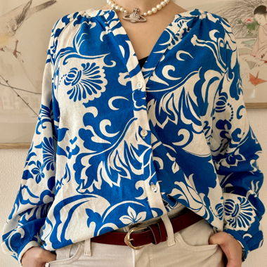 Blue & white blouse