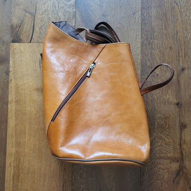 Brown leather backpack