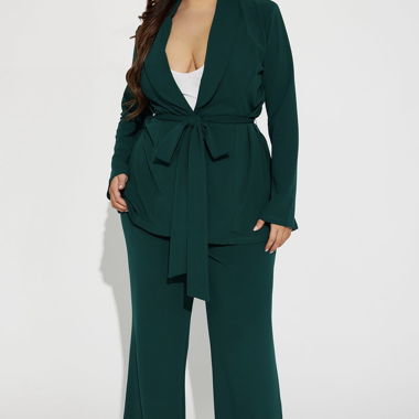 Green Belted Blazer Set