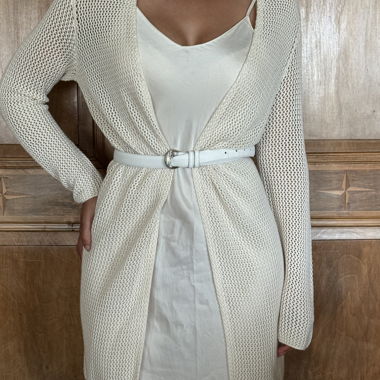 Gilet long ajoure blanc