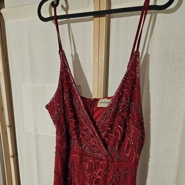Rotes Pailletten Mini Kleid mit Perlen