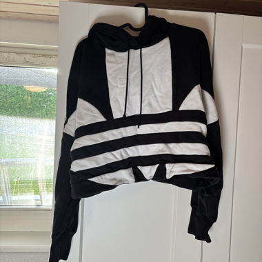 Felpa con cappuccio adidas nero e bianco
