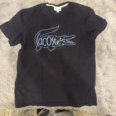 T-shirt Lacoste navy con stampa coccodrillo