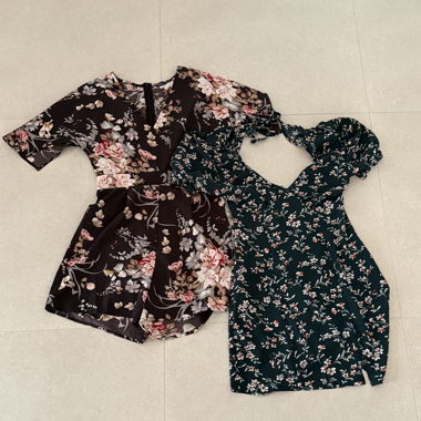 Set - Blümchenkleid und -Latzhose