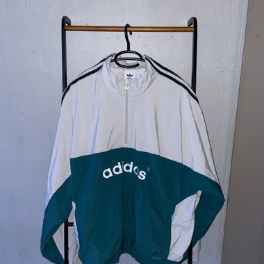 Adidas Windbreaker Jacke grün/grau M