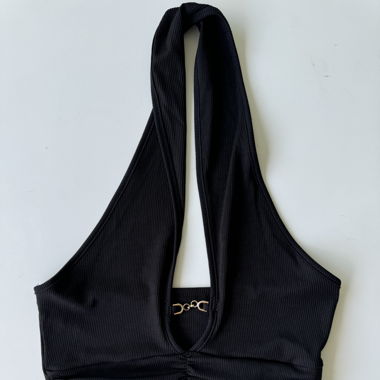Black Halter Crop Top