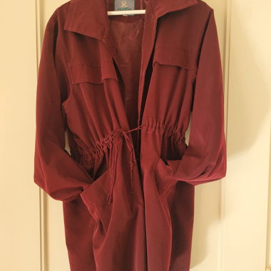 Burgundy Coat with Tie Belt