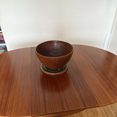 Grand bol et plateau teck vintage 