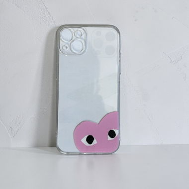iPhone-15-Hülle transparent mit rosa Herz