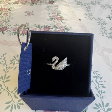 Anello Swarovski cigno argentato
