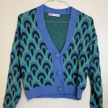ZARA Jacquard Pattern Knit Cardigan (Size S)