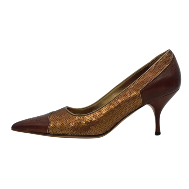 Escarpins Prada à bouts pointus en sequins UE 36,5 marron