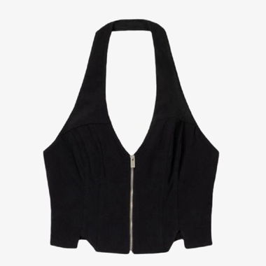 Top nero con zip e spalline a halter