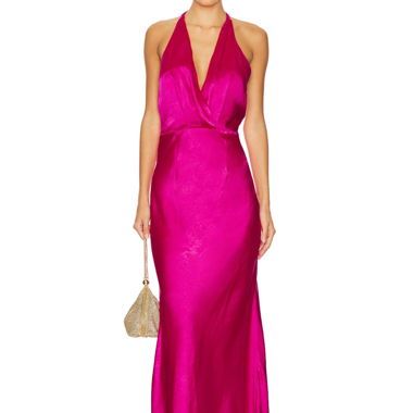 Satin halter neck maxidress